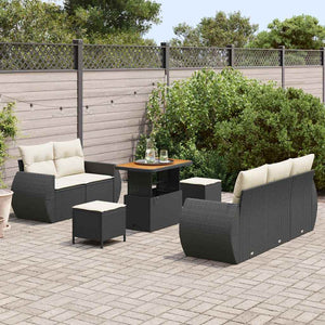 vidaXL Set Divano da Giardino 8 pcs Nero e crema 90 x 55 x 71 cm
