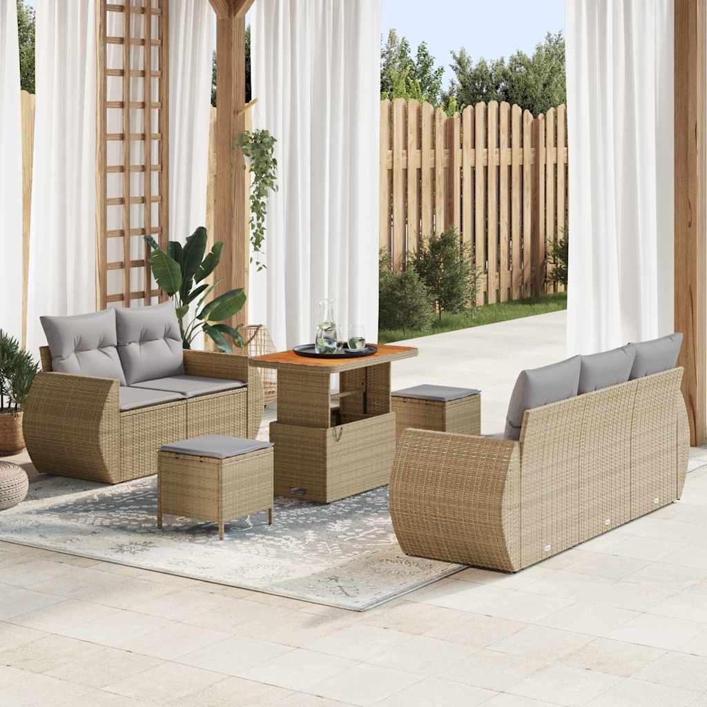 vidaXL Set Divano da Giardino con cuscino 8 pcs beige e grigio chiaro