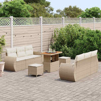 Set Divano Giardino  9 Pezzi con Cuscini Beige in Rattan Poli e Acacia 3363781