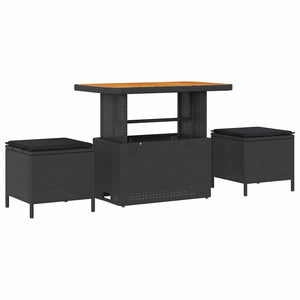 vidaXL Set Divano da Giardino 11 pcs Nero Poly Rattan