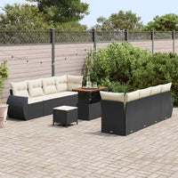 vidaXL Set Divano da Giardino 11 pcs Nero Poly Rattan