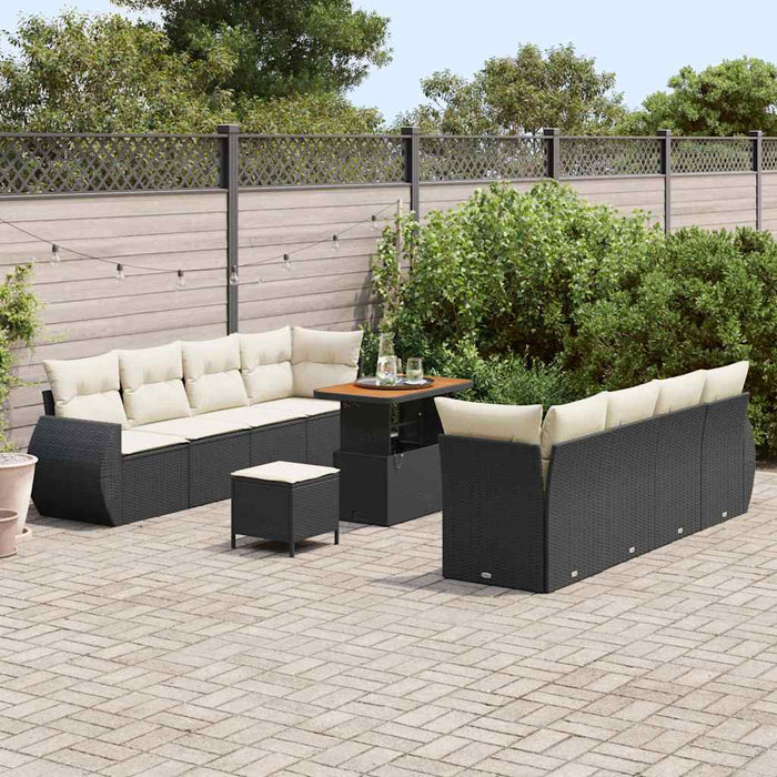 vidaXL Set Divano da Giardino 11 pcs Nero Poly Rattan