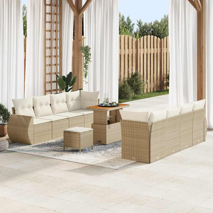 vidaXL Set Divano da Giardino 11 pcs Beige Poly Rattan