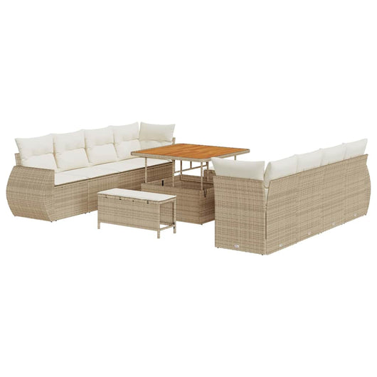 vidaXL Set Divano da Giardino 11 pcs Beige Poly Rattan