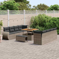 vidaXL Set Divano da Giardino 11 pcs Grigio Poly Rattan