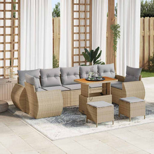 vidaXL Set Divano da Giardino con cuscino 10 pcs beige e grigio chiaro