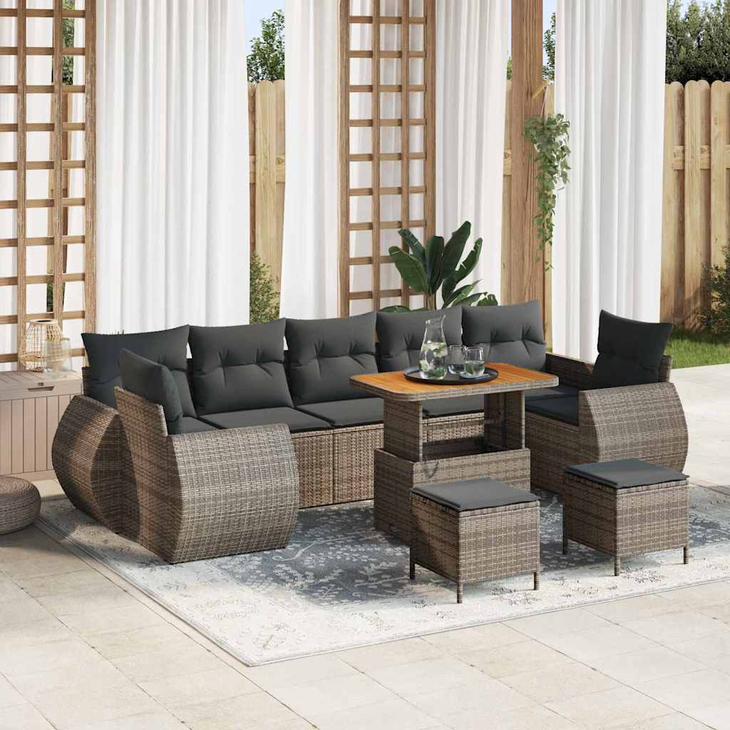 vidaXL Set Divano da Giardino 10 pcs Grigio 90 x 55 x 71 cm