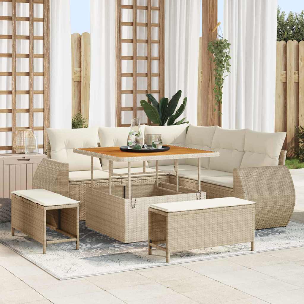 vidaXL Set Divano da Giardino 8 pcs beige e panna 100 x 100 x 71 cm