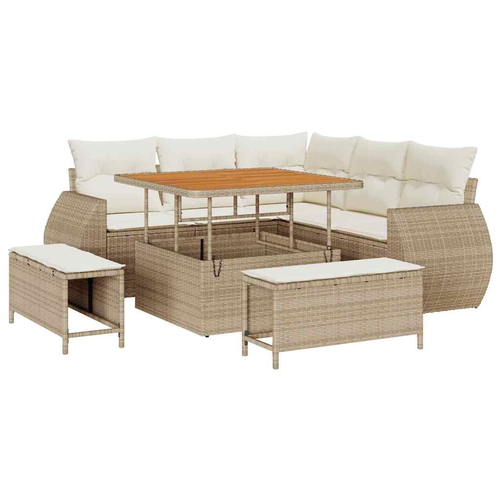 vidaXL Set Divano da Giardino 8 pcs beige e panna 100 x 100 x 71 cm