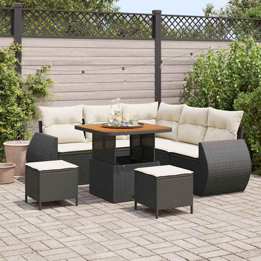 vidaXL Set Divano da Giardino 8 pcs Nero e crema 80 x 80 x 71 cm