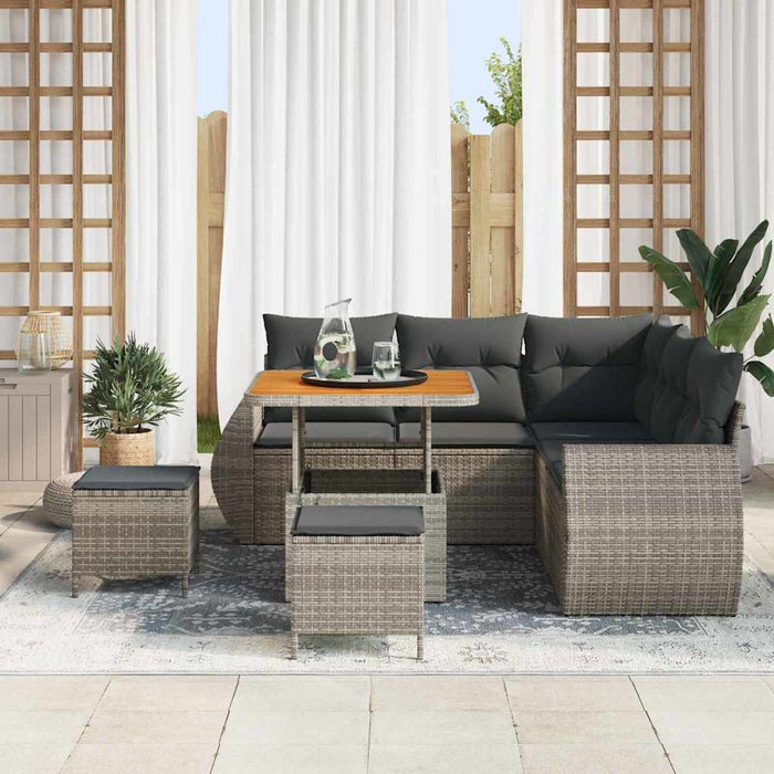 Set Divano da Giardino con cuscino 8 pcs Grigio polyrattan 3363823