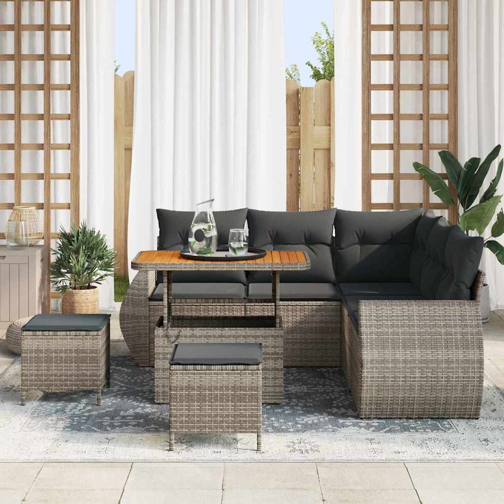 vidaXL Set Divano da Giardino con cuscino 8 pcs Grigio 90 x 55 x 71 cm