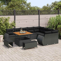 vidaXL Set Divano da Giardino 12 pcs Nero 100 x 100 x 71 cm