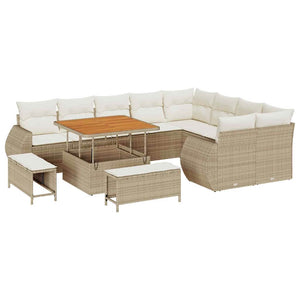 vidaXL Set Divano da Giardino 12 pcs beige e panna 100 x 100 x 71 cm
