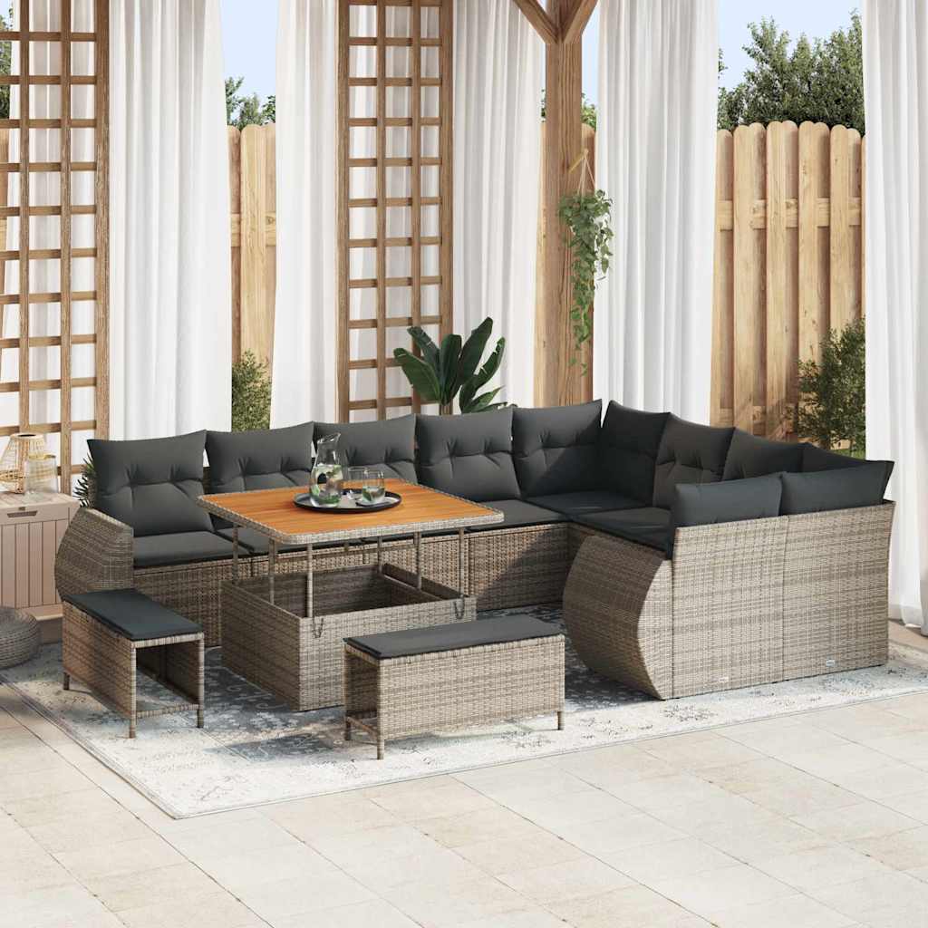 vidaXL Set Divano da Giardino 12 pcs Grigio 100 x 100 x 71 cm