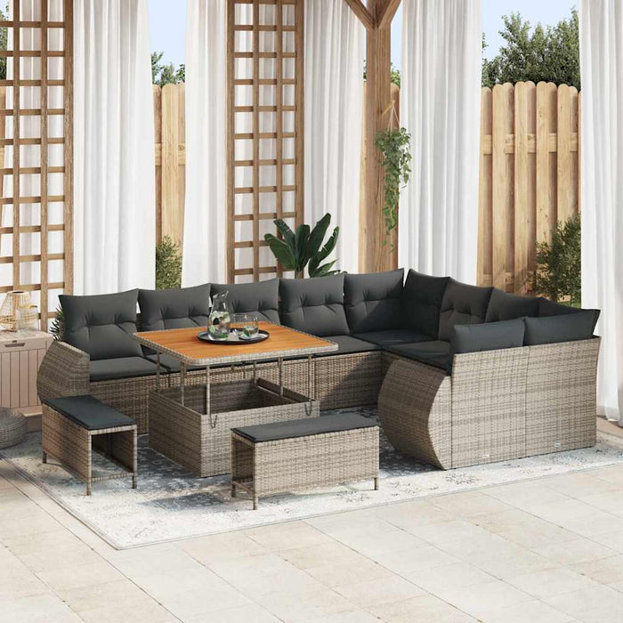 vidaXL Set Divano da Giardino 12 pcs Grigio 100 x 100 x 71 cm