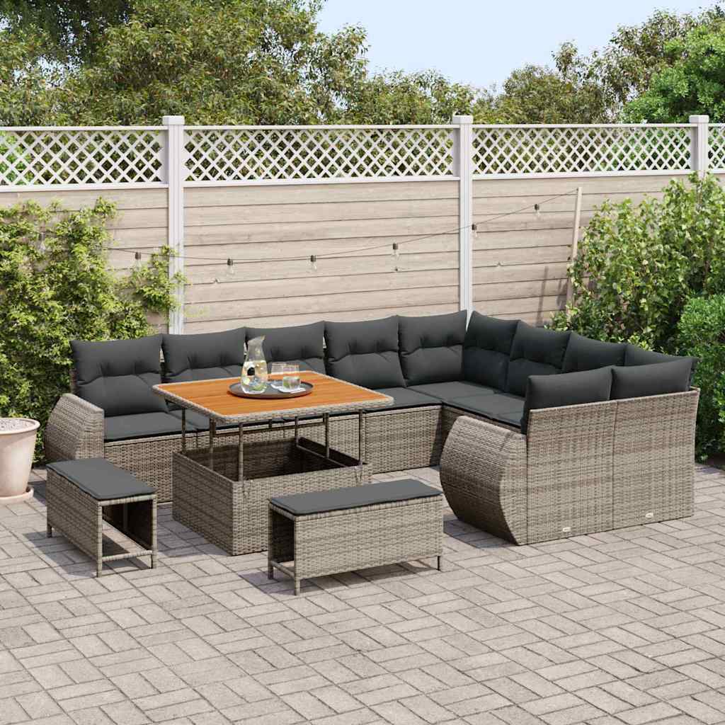 vidaXL Set Divano da Giardino 12 pcs Grigio 100 x 100 x 71 cm