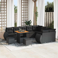 vidaXL Set Divano da Giardino con cuscino 12 pcs Nero 80 x 80 x 71 cm