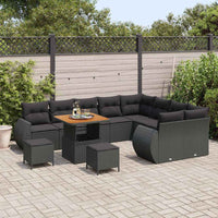vidaXL Set Divano da Giardino con cuscino 12 pcs Nero 80 x 80 x 71 cm