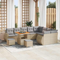 Set Divano Giardino 12 Pezzi con Cuscini Beige Polyrattan Acacia 3363862