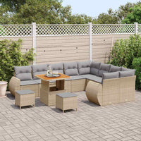 Set Divano Giardino 12 Pezzi con Cuscini Beige Polyrattan Acacia 3363862