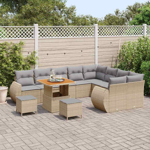 vidaXL Set Divano da Giardino con cuscino 12 pcs beige e grigio chiaro