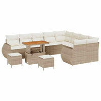 Set di divani da giardino da 12 pezzi con cuscini in beige, rattan poly acacia 3363866