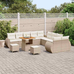 Set Divano da Giardino  da 13 pezzi con cuscini Beige Polyrattan Acacia 3363881
