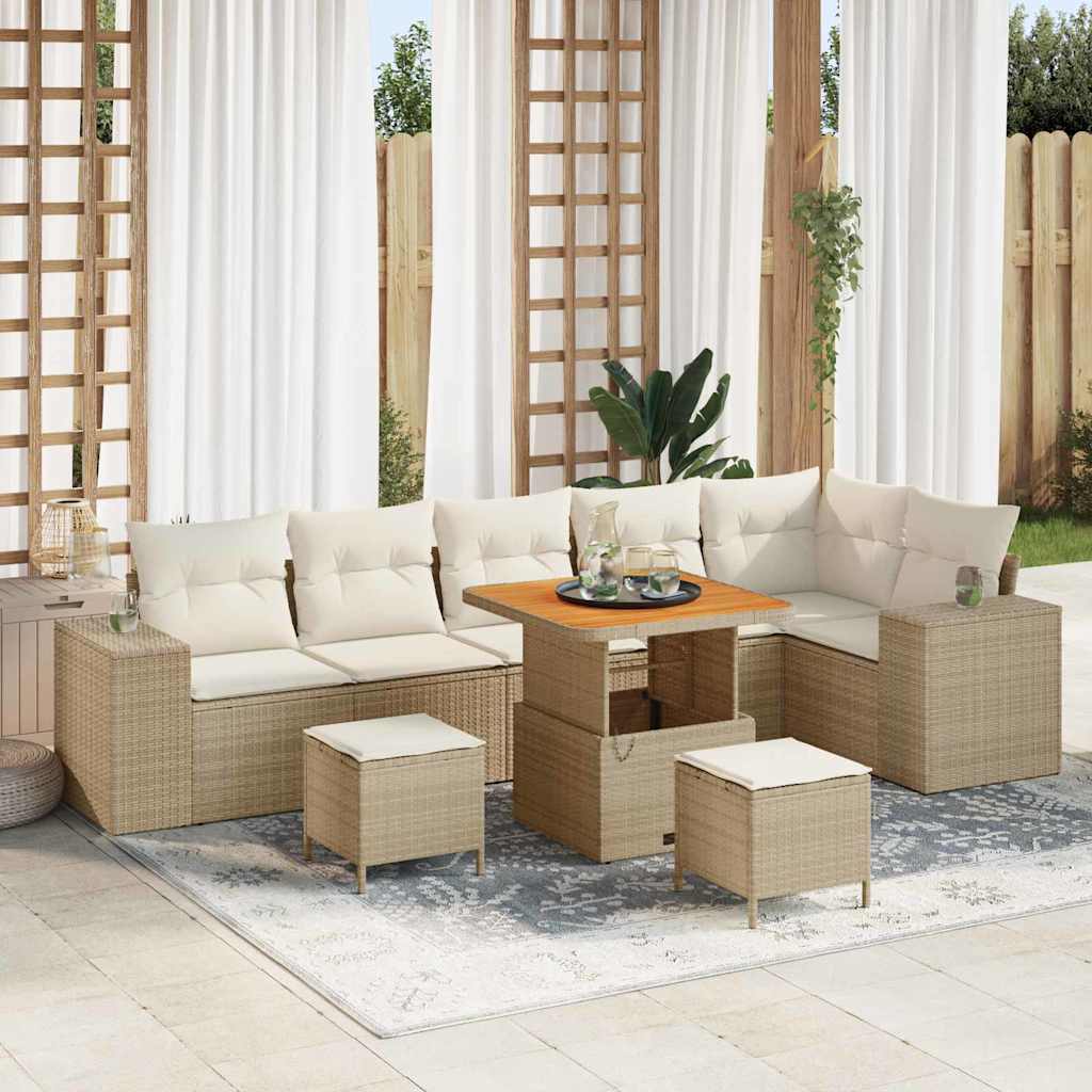 Set Divano da Giardino 9 pcs Beige, Crema 80 x 80 x 71 cm 3363971