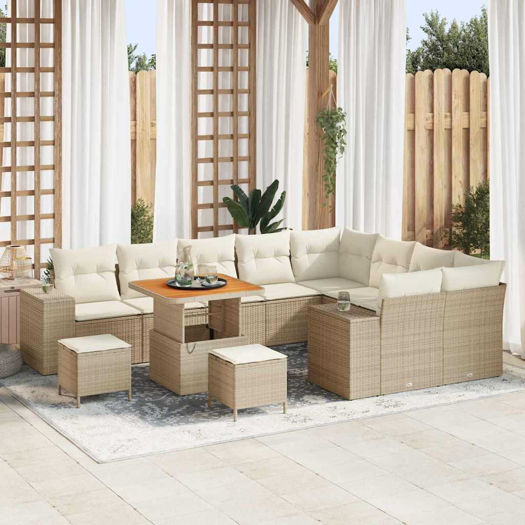 Set Divano da Giardino 12 pcs Beige e Crema 80 x 80 x 71 cm 3363991
