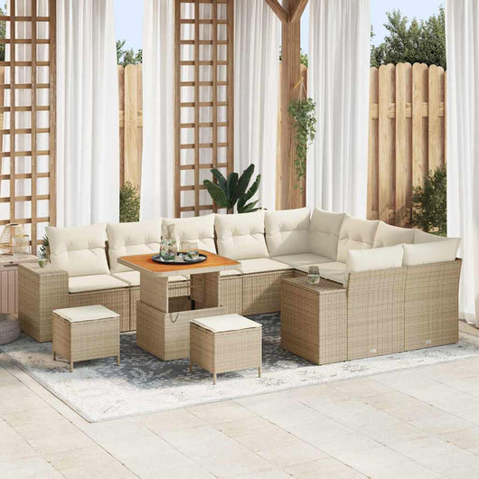 Set Divano da Giardino 12 pcs Beige e Crema 80 x 80 x 71 cm 3363991