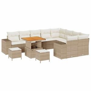 Set Divano da Giardino 12 pcs Beige e Crema 80 x 80 x 71 cm 3363991