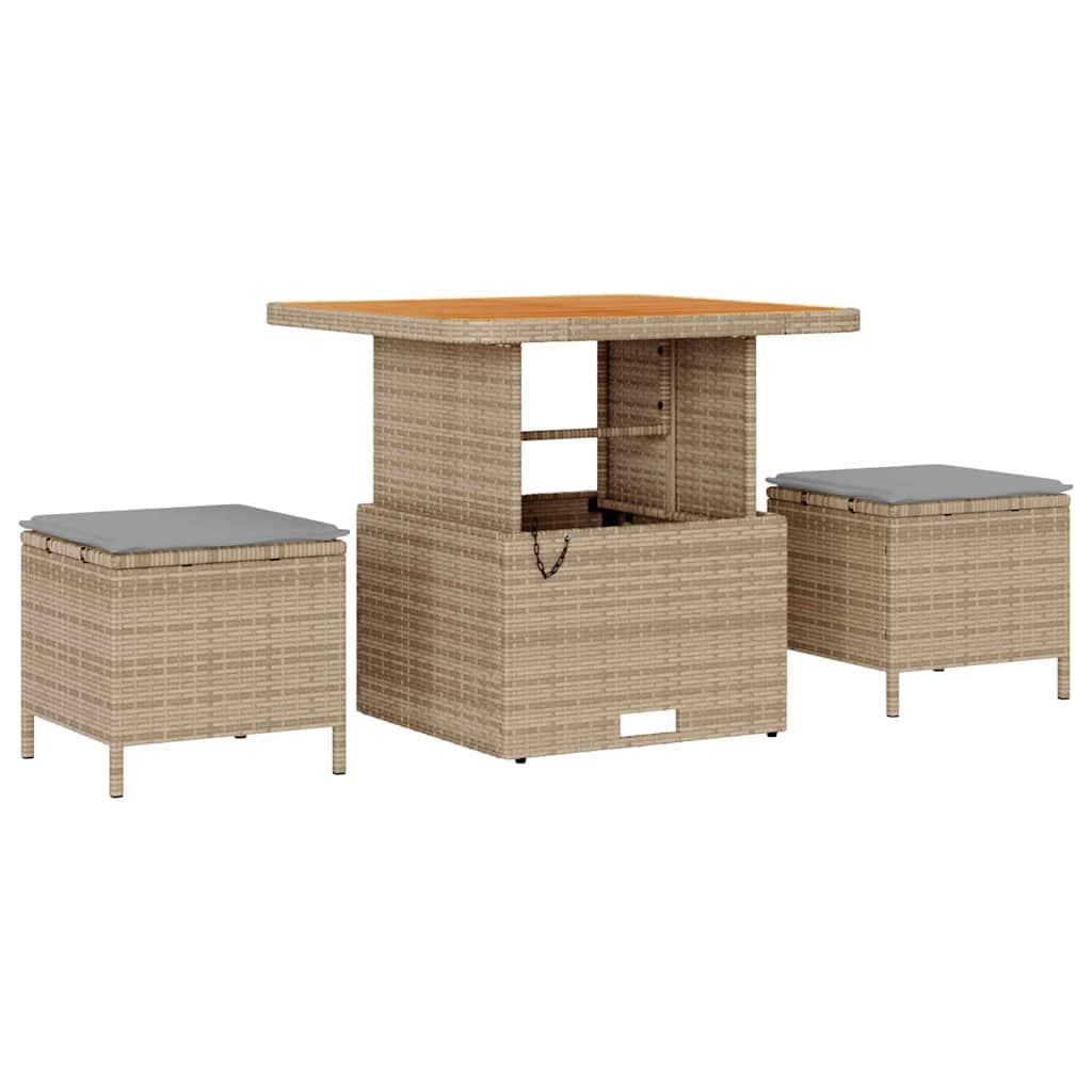 Set Divano da Giardino 12 Pezzi con Cuscini Beige Polyrattan Acacia 3363992