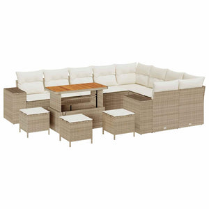 vidaXL Set Divano da Giardino 13 pcs Beige e Crema 110 x 55 x 71 cm