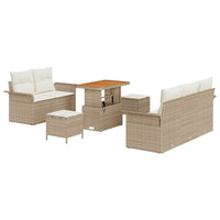 Set divani giardino 8 pezzi con cuscini Beige Polyrattan Acacia 3364031