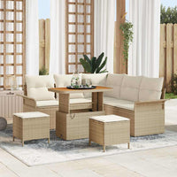 Set da Giardino  8 Pezzi con Cuscini Beige Polyrattan Acacia 3364086