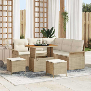 Set da Giardino  8 Pezzi con Cuscini Beige Polyrattan Acacia 3364086