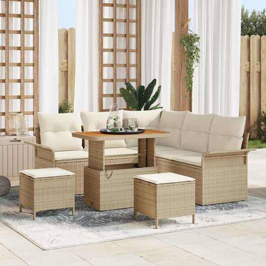 Set da Giardino  8 Pezzi con Cuscini Beige Polyrattan Acacia 3364086