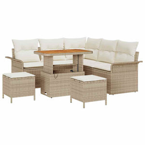 Set da Giardino  8 Pezzi con Cuscini Beige Polyrattan Acacia 3364086