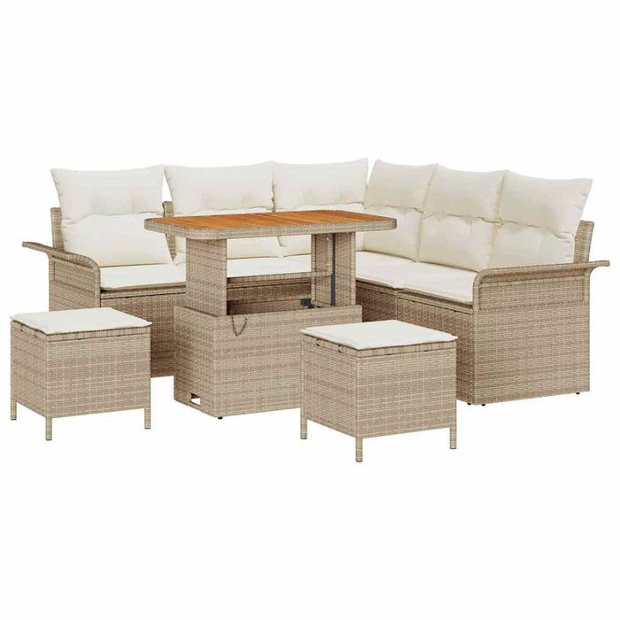 Set da Giardino  8 Pezzi con Cuscini Beige Polyrattan Acacia 3364086
