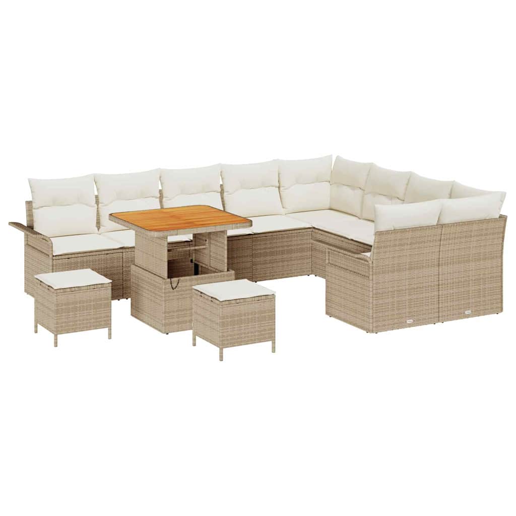 Set di Sofà da Giardino  in 12 Pezzi con Cuscini Beige in Polyrattan Acacia 3364121