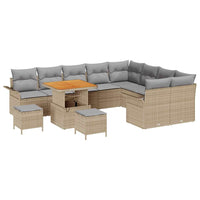 Set Di 12 Pezzi Divano da Giardino con Cuscini Beige Polyrattan Acacia 3364122
