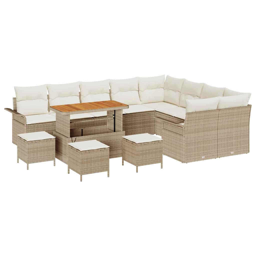 Set di divani da giardino  13 pezzi con cuscini beige polyrattan acacia 3364131
