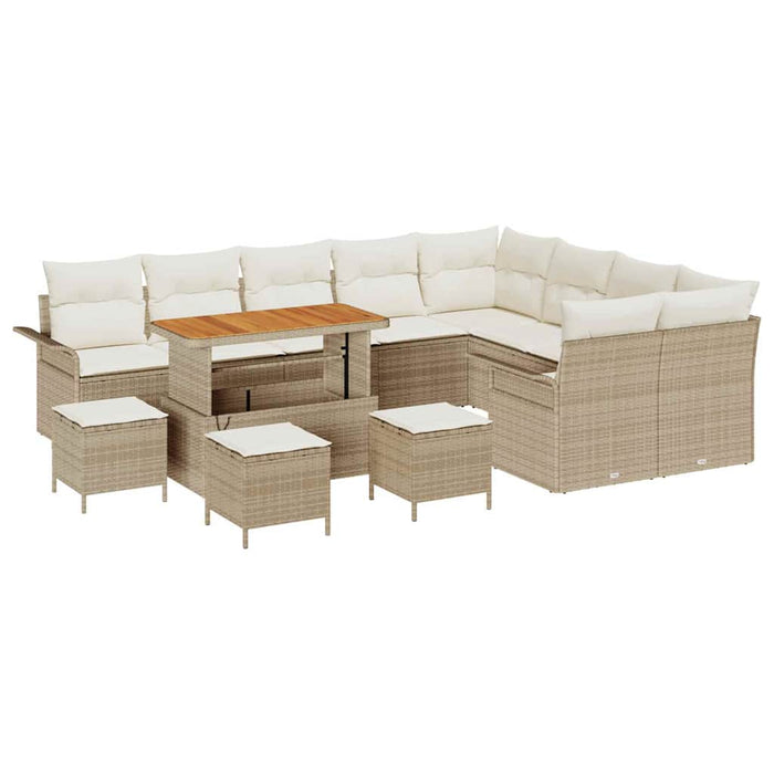 Set di divani da giardino  13 pezzi con cuscini beige polyrattan acacia 3364131