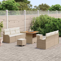 Set Divano da Giardino 9 Pezzi con Cuscini Beige Rattan Polietilene Acacia 3364166