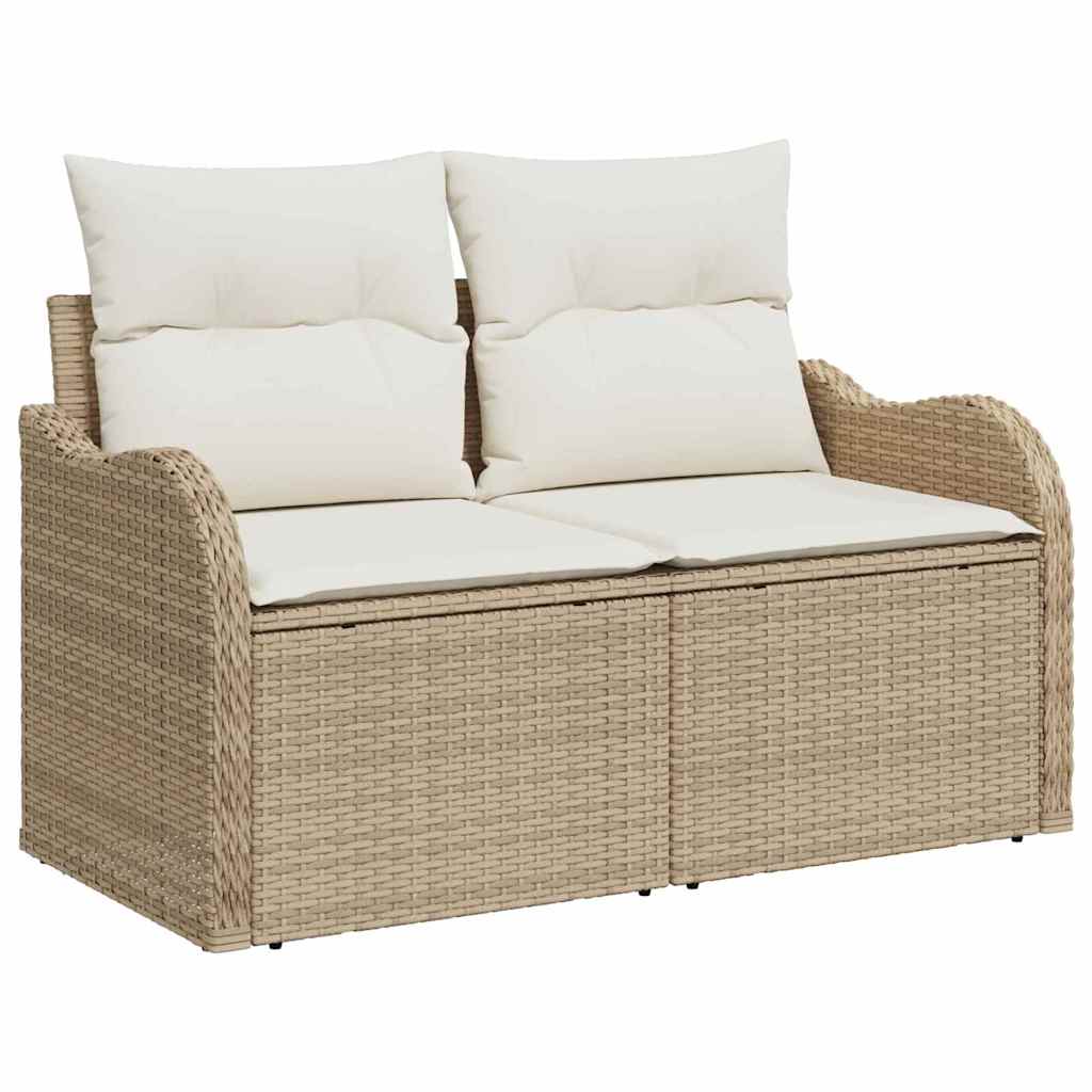 Set Divano da Giardino 9 Pezzi con Cuscini Beige Rattan Polietilene Acacia 3364166