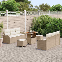 Set Divano da Giardino 9 Pezzi con Cuscini Beige in Polyrattan Acacia 3364171