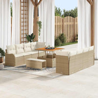 Set di divani da giardino  11 pezzi con cuscini beige polirrattan acacia 3364196