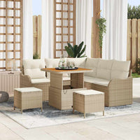 Set di Divano da Giardino  8 Pezzi con Cuscini Beige Polyrattan Acacia 3364211