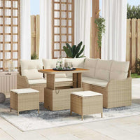 Set Divano da Giardino in 8 Pezzi con Cuscini Beige Polyrattan Acacia 3364216